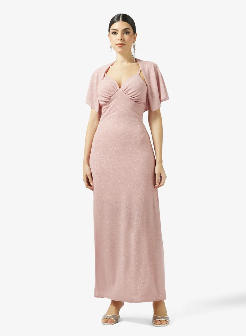 Ella Limited Edition Caped Sweetheat Neck Dress With Slit